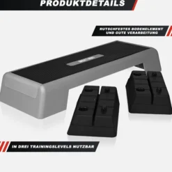 Gorilla Sports Aerobic Stepper höhenverstellbar Schwarz / Grau Best