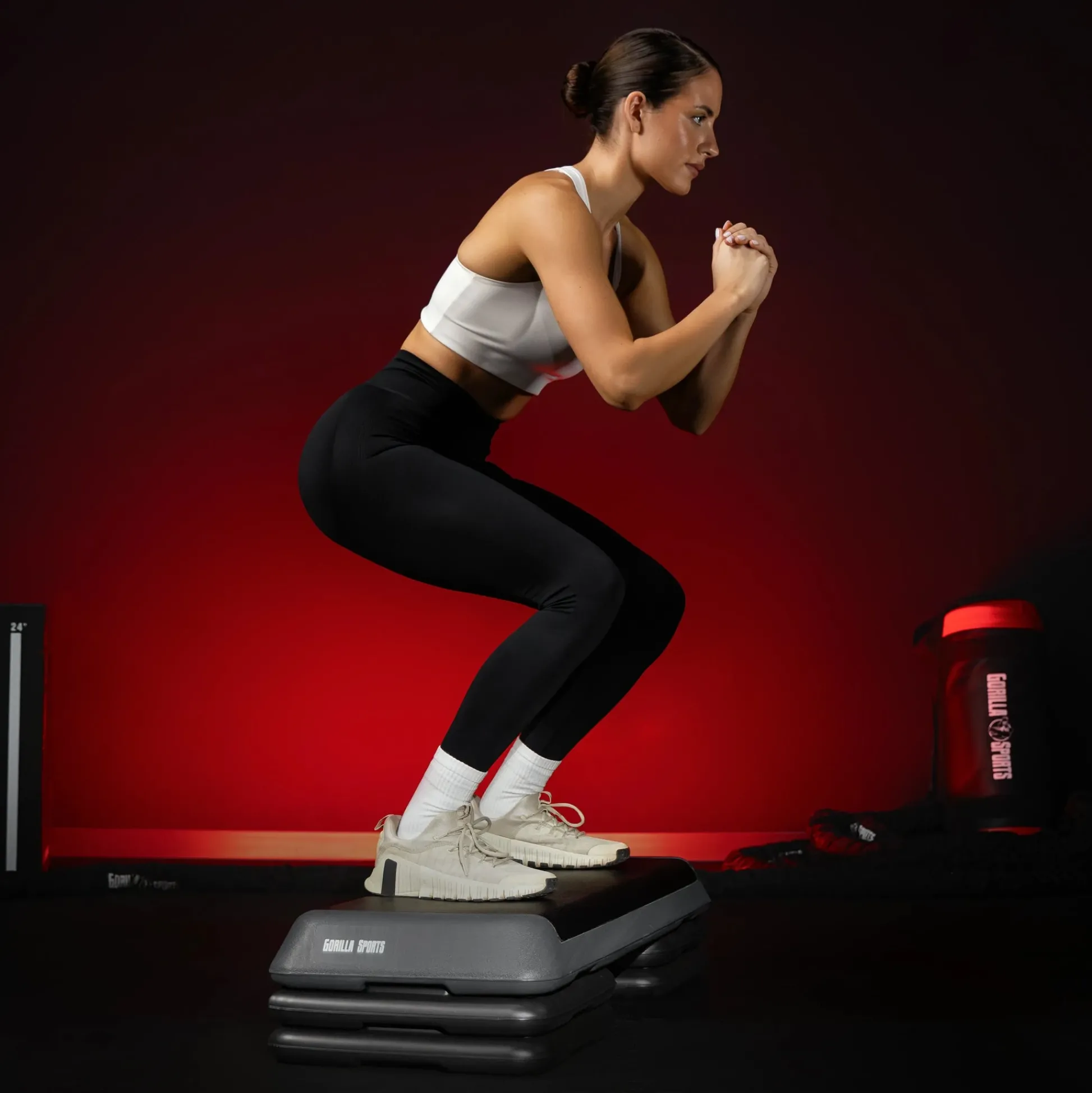 Gorilla Sports Aerobic Stepper mit rutschfester Oberfläche Schwarz Discount