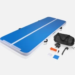 Gorilla Sports AirTrack Turnmatte mit 10 cm Dicke und 3 - 5 m Länge Blau Hot