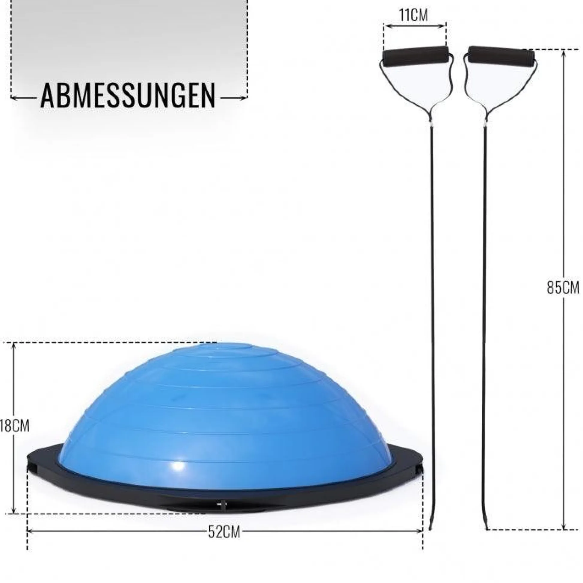 Gorilla Sports Balance Ball mit Widerstandsbändern Blau / Schwarz Clearance