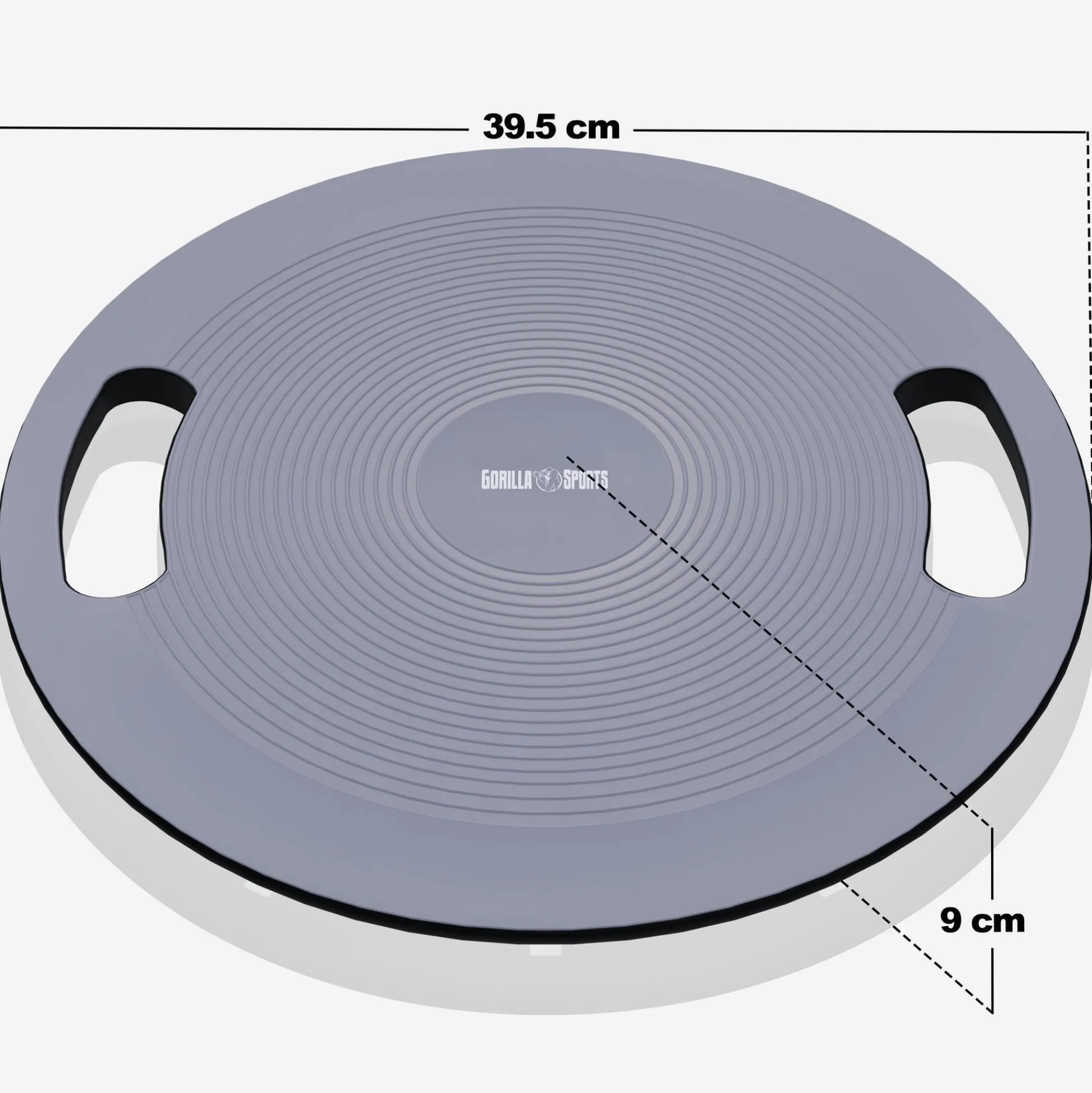 Gorilla Sports Balance Board mit Griffen Schwarz / Dunkelgrau New