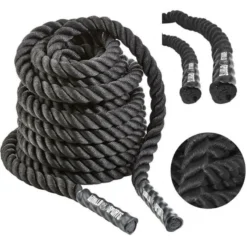 Gorilla Sports Battle Rope aus Nylon und 15 m Länge Schwarz Discount