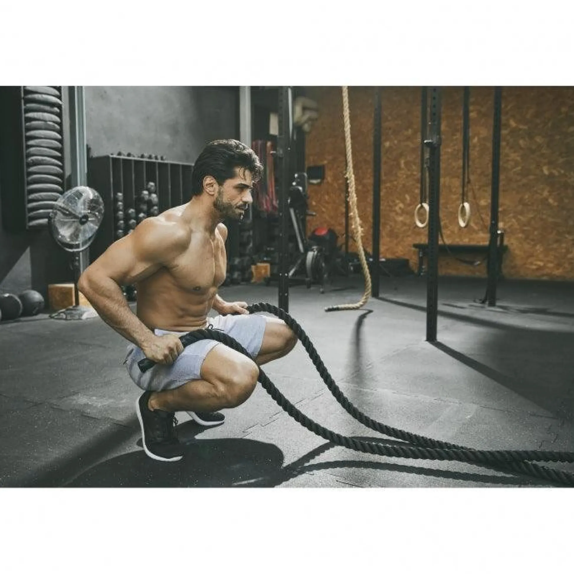Gorilla Sports Battle Rope aus Nylon und 15 m Länge Schwarz Discount