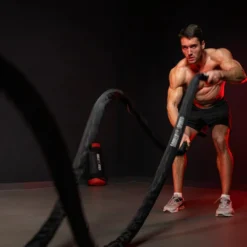 Gorilla Sports Battle Rope inkl, Wandbefestigung aus Nylon und 9 - 15 m Länge Schwarz Best