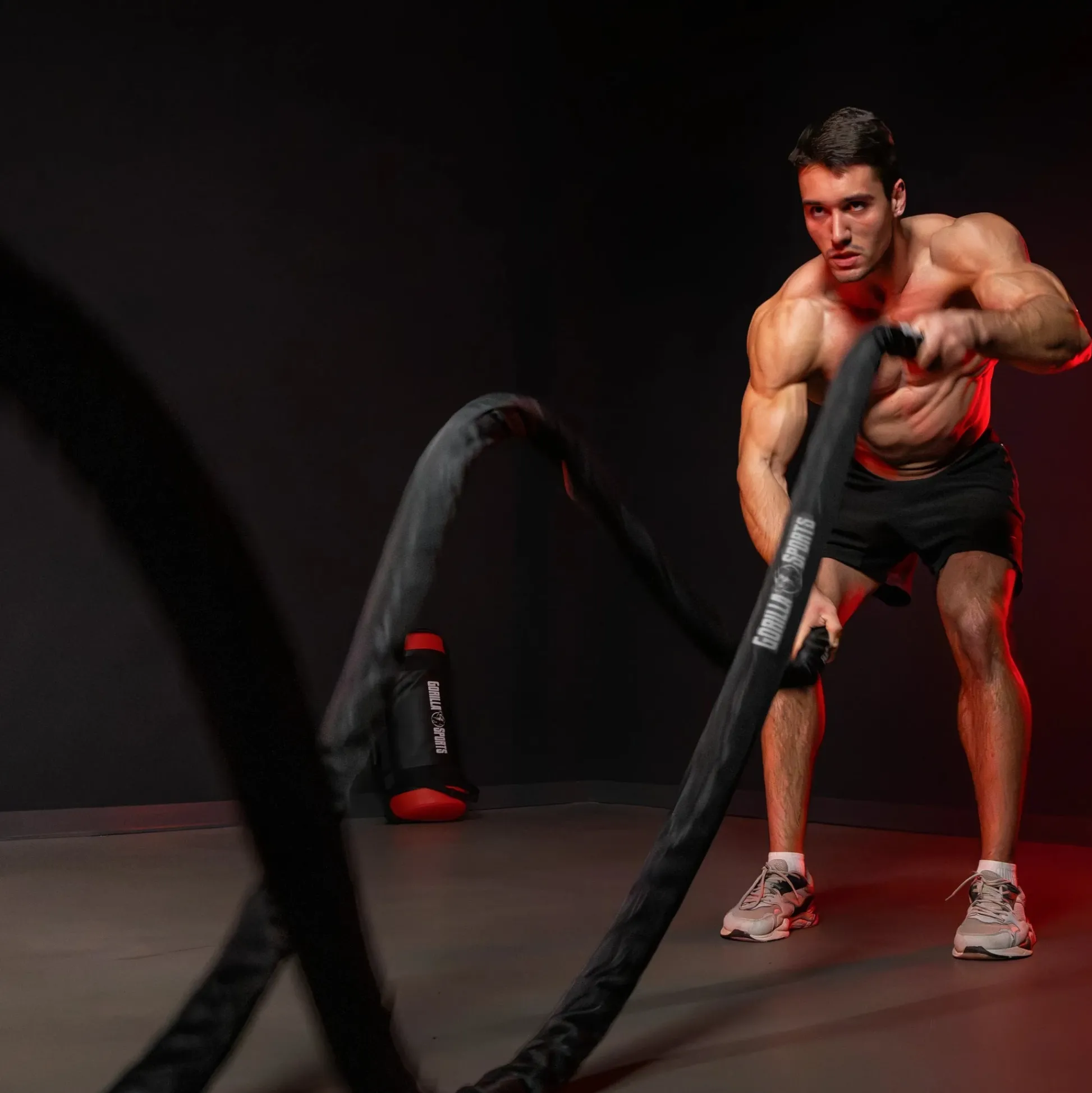 Gorilla Sports Battle Rope inkl, Wandbefestigung aus Nylon und 9 - 15 m Länge Schwarz Online