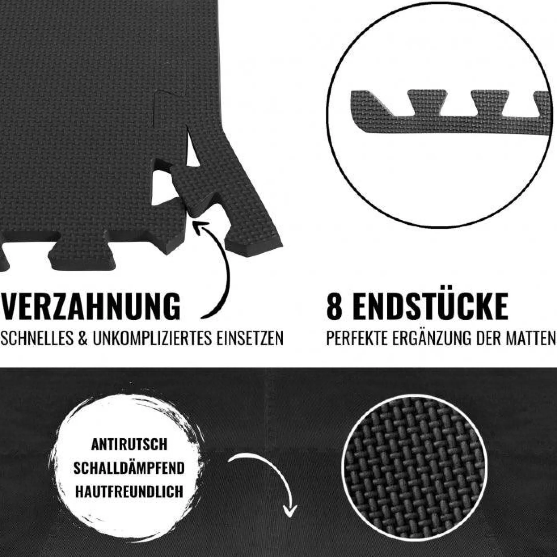Gorilla Sports Bodenschutzmatten Endstücke mit 8 Teilen Holzoptik