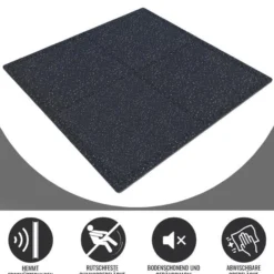 Gorilla Sports Bodenschutzmattenset Gummi 60x60 cm - 4 Matten inkl Endstücke Schwarz Hot