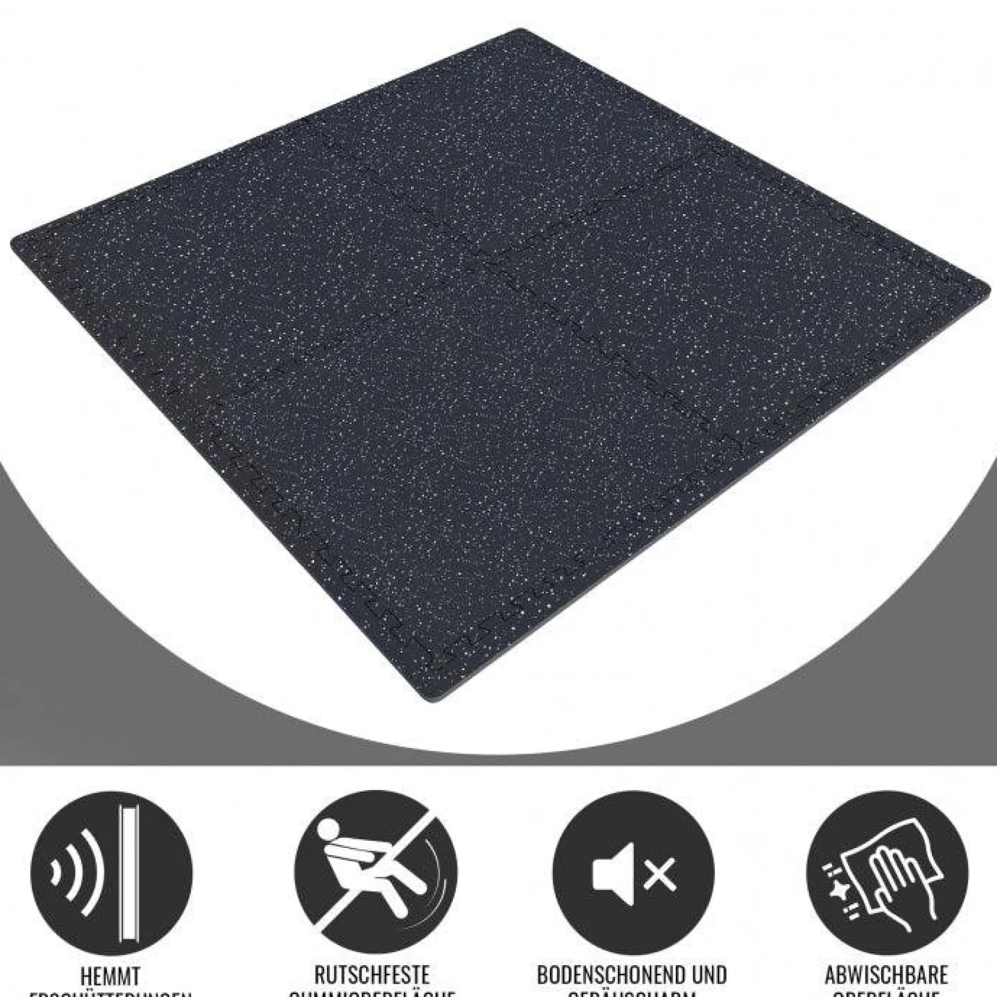 Gorilla Sports Bodenschutzmattenset Gummi 60x60 cm - 4 Matten inkl Endstücke Schwarz Hot