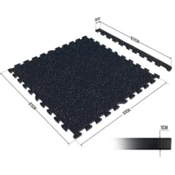 Gorilla Sports Bodenschutzmattenset Gummi 60x60 cm - 4 Matten inkl Endstücke Schwarz / Weiß Discount