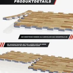 Gorilla Sports Bodenschutzmattenset 30x30cm - 18 Matten inkl, Endstücke Holzoptik Dunkel Sale