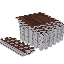Gorilla Sports Bodenschutzmattenset 30x30cm - 18 Matten inkl, Endstücke Holzoptik Dunkel Sale
