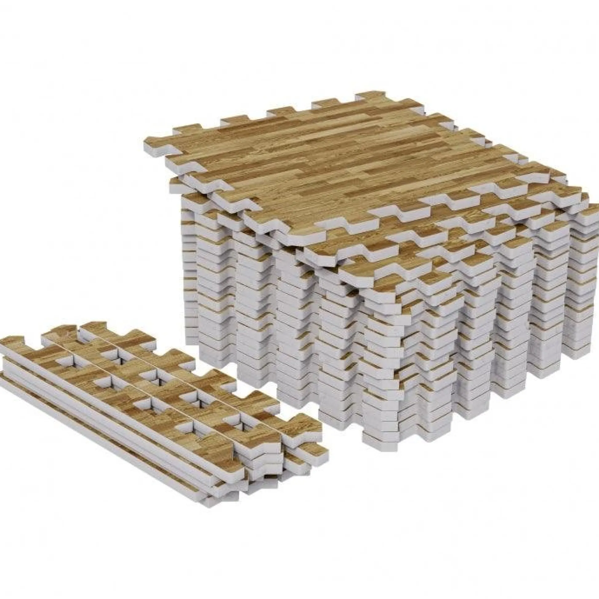 Gorilla Sports Bodenschutzmattenset 30x30cm - 18 Matten inkl, Endstücke Holzoptik Discount