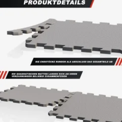 Gorilla Sports Bodenschutzmattenset 30x30cm - 18 Matten inkl, Endstücke Grau Sale