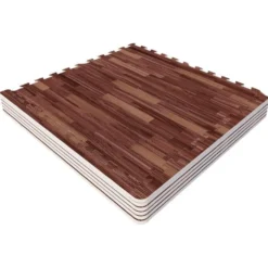Gorilla Sports Bodenschutzmattenset 60x60 cm - 6 Matten inkl, Endstücke Holzoptik Dunkel Hot