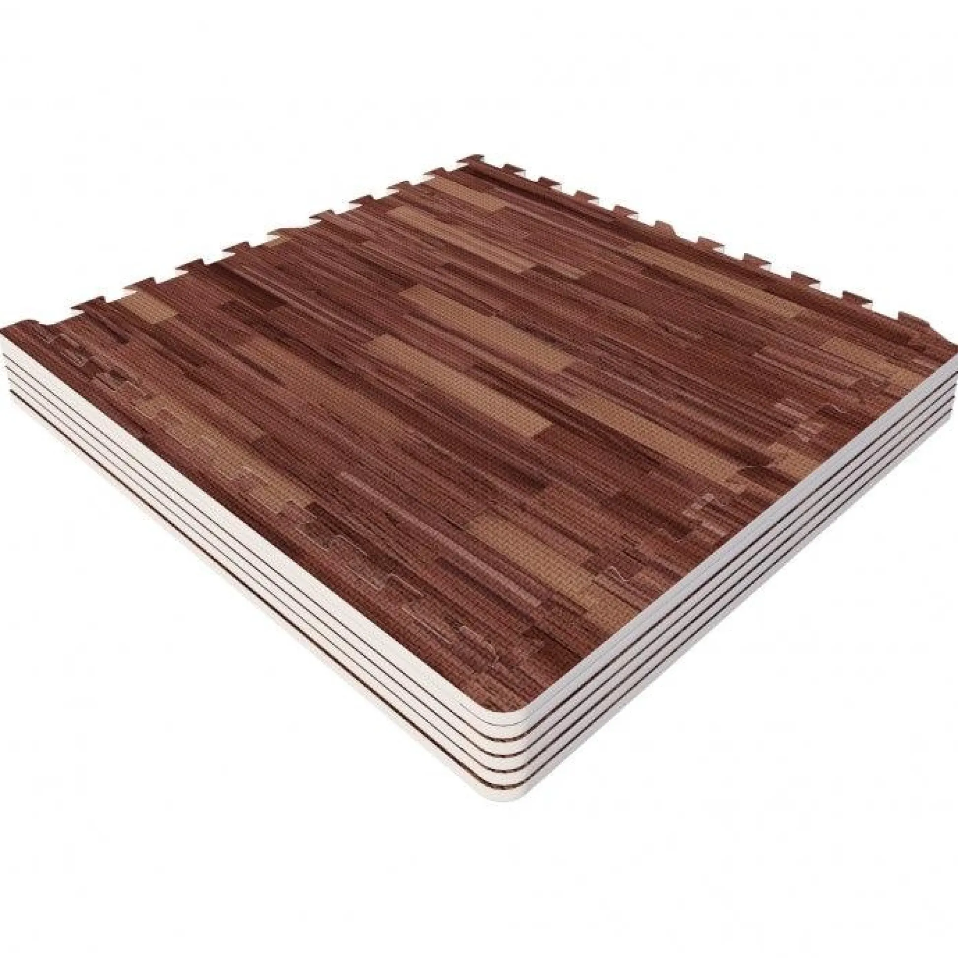 Gorilla Sports Bodenschutzmattenset 60x60 cm - 6 Matten inkl, Endstücke Holzoptik Dunkel Hot