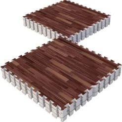 Gorilla Sports Bodenschutzmattenset 60x60 cm - 16 Matten Holzoptik Dunkel