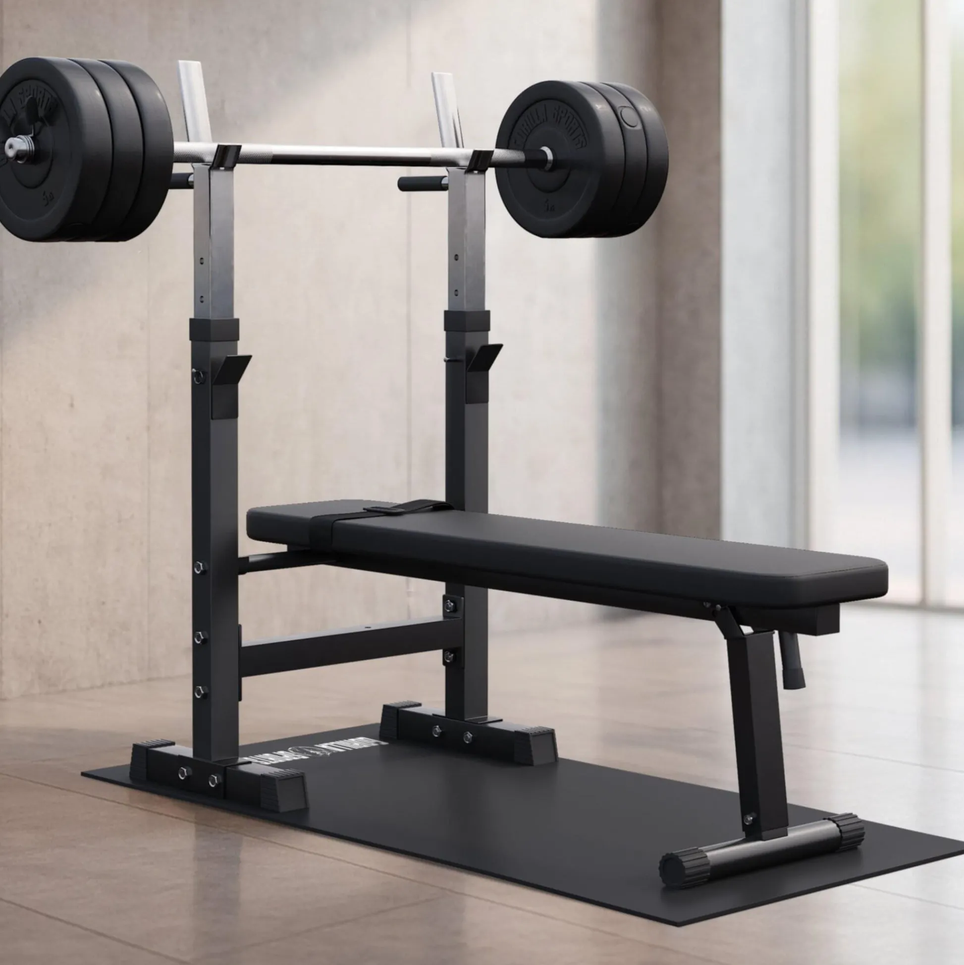 Gorilla Sports Bodenschutzmatte rutschfest 120/180 x 60 cm & 6 mm Dicke Schwarz Discount