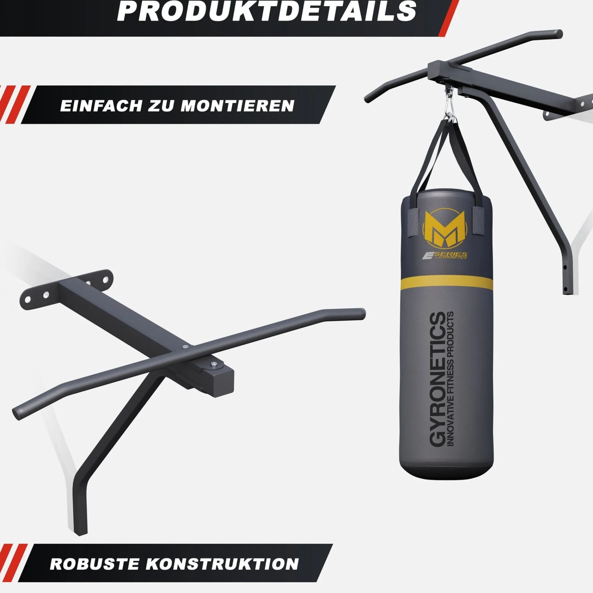 Gyronetics Boxsack E-Series 80 cm mit Klimmzugstange zur Wandbefestigung Grau Online