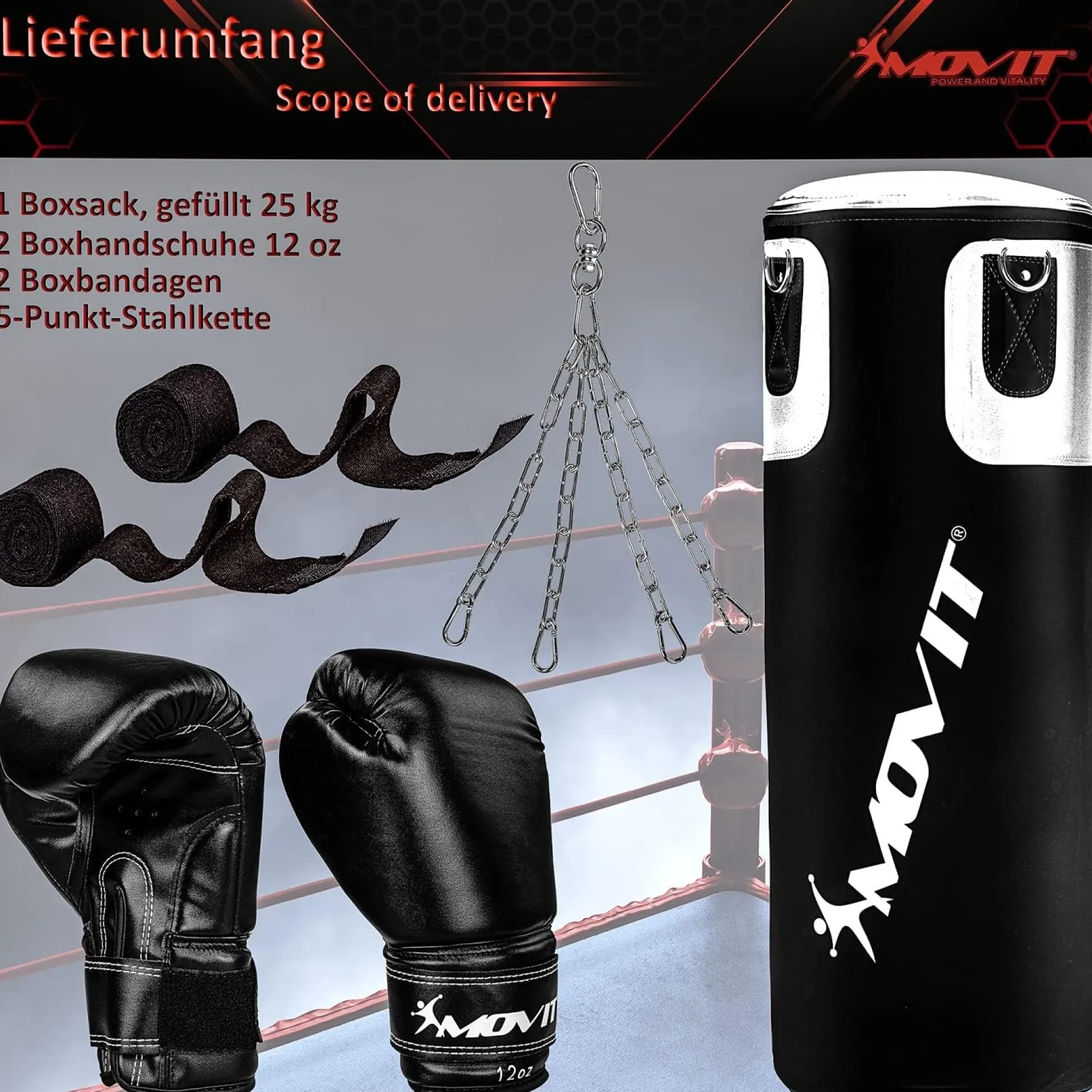 MOVIT Boxset inkl. Boxsack, Boxhandschuhen und Bandagen Weiss Online