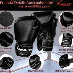 MOVIT Boxset inkl. Boxsack, Boxhandschuhen und Bandagen Schwarz