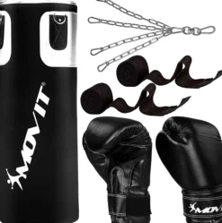 MOVIT Boxset inkl. Boxsack, Boxhandschuhen und Bandagen Schwarz