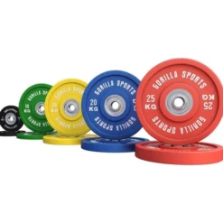 Gorilla Sports Bumper Plates Gummi Olympia PRO 5 - 25 kg Blau Hot
