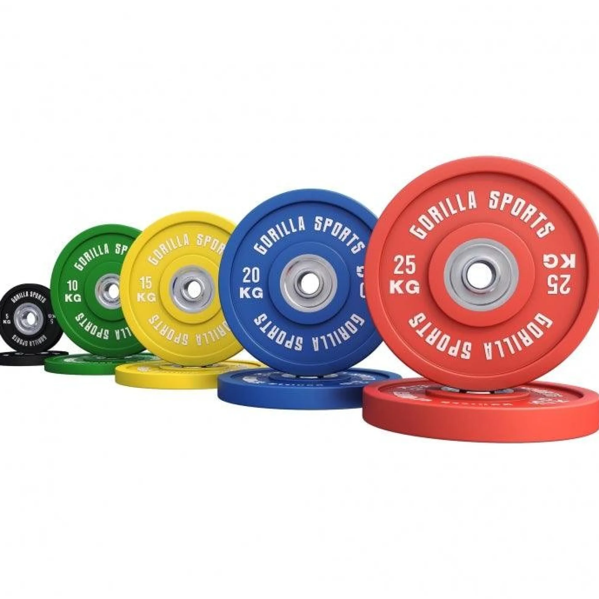 Gorilla Sports Bumper Plates Gummi Olympia PRO 5 - 25 kg Schwarz Best