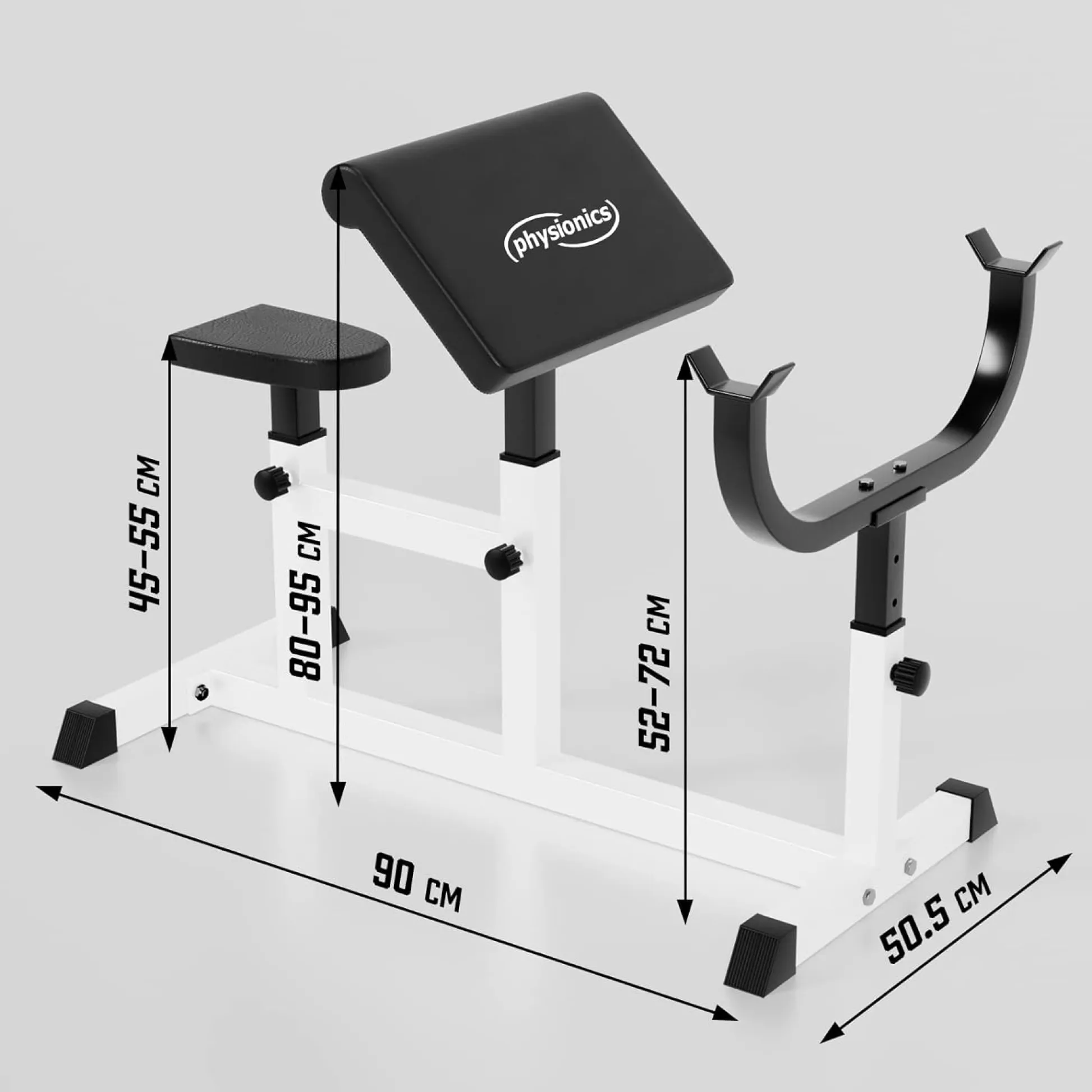 Physionics Curlbank höhenverstellbar Weiss / Schwarz Discount