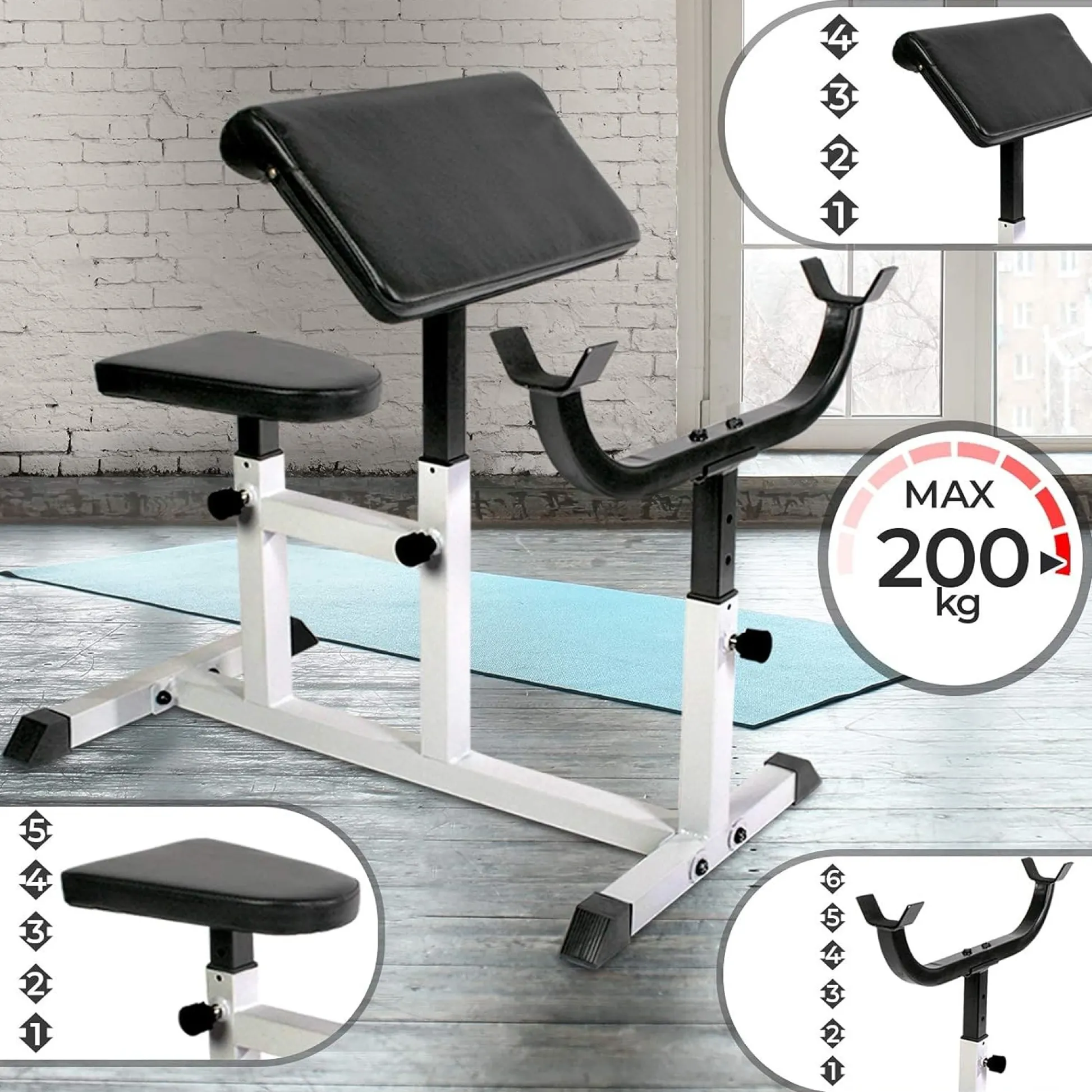 Physionics Curlbank höhenverstellbar Weiss / Schwarz Discount