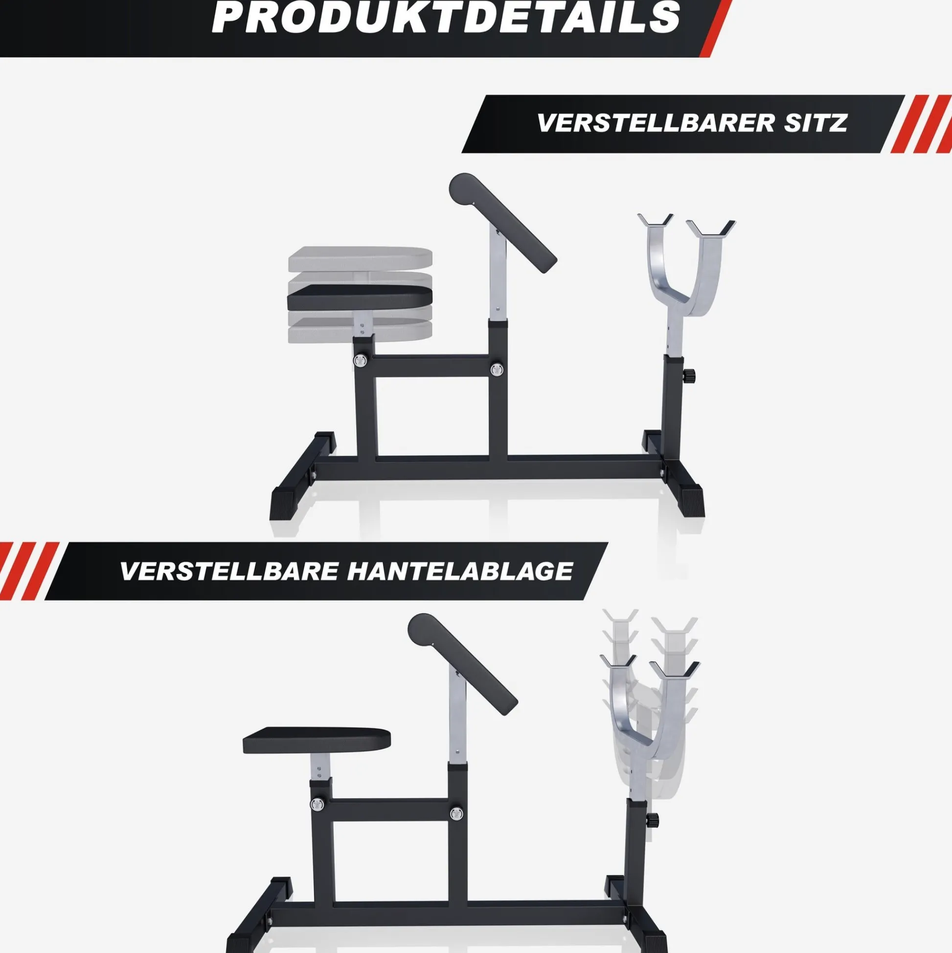 Gorilla Sports Curlbank verstellbar Schwarz Hot