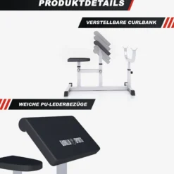 Gorilla Sports Curlbank verstellbar Schwarz Hot