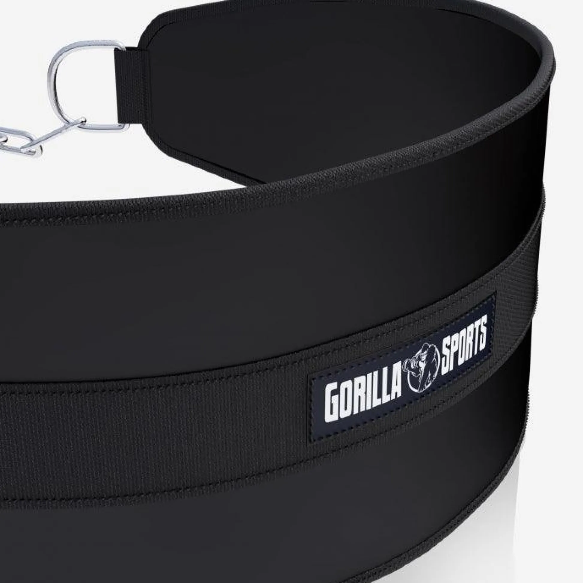 Gorilla Sports Dip Gürtel gepolstert aus Nylon mit Kette und Karabinern Schwarz Outlet
