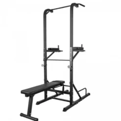 Gorilla Sports Dip Station inkl, Klimmzugstange und Hantelbank Schwarz Sale