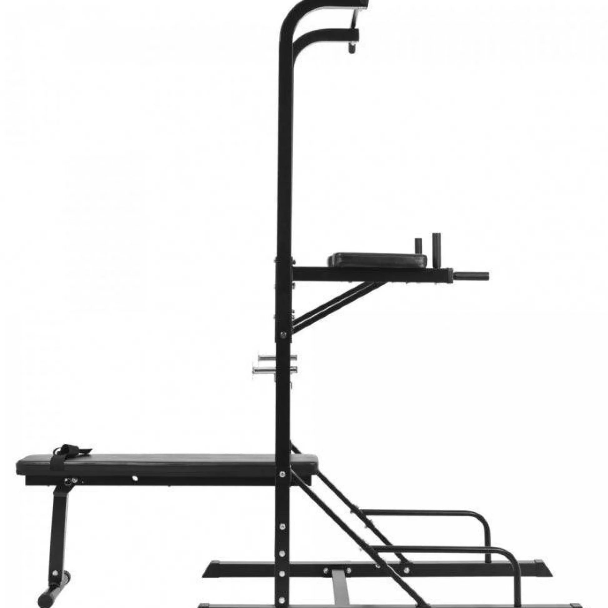 Gorilla Sports Dip Station inkl, Klimmzugstange und Hantelbank Schwarz Sale