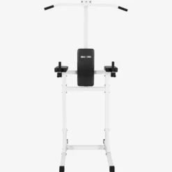 Gorilla Sports Dip Station mit Klimmzugstange und Rückenpolster Weiss New