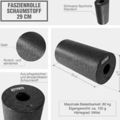 Gorilla Sports Faszienrolle mittel-hart 29 x 15 cm Schwarz Outlet