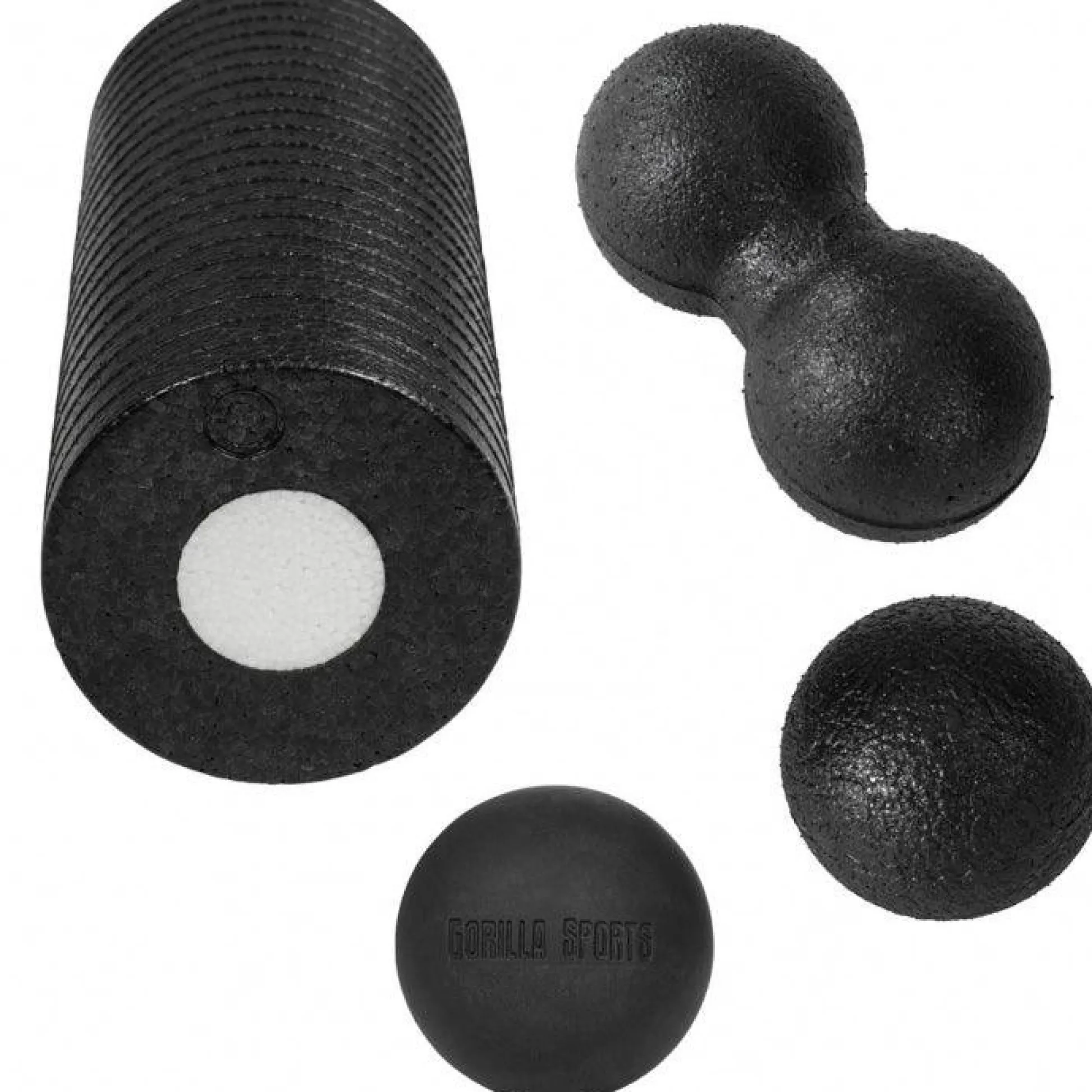 Gorilla Sports Faszientraining 3er Set inkl, Faszienrolle, Faszienball und Duo Ball Schwarz New