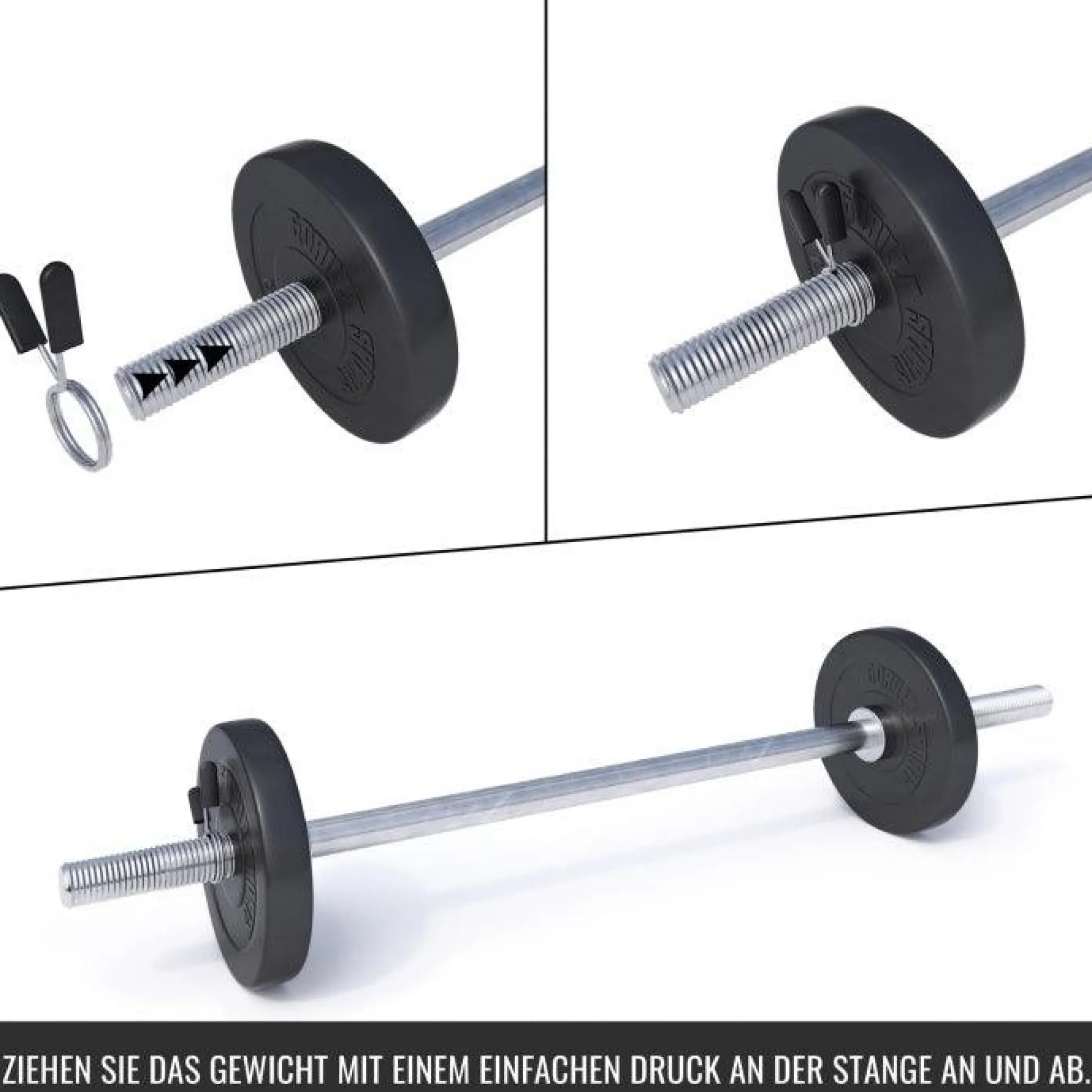 Gorilla Sports Federverschluss 2er Set für Hantelstangen Schwarz / Silber New