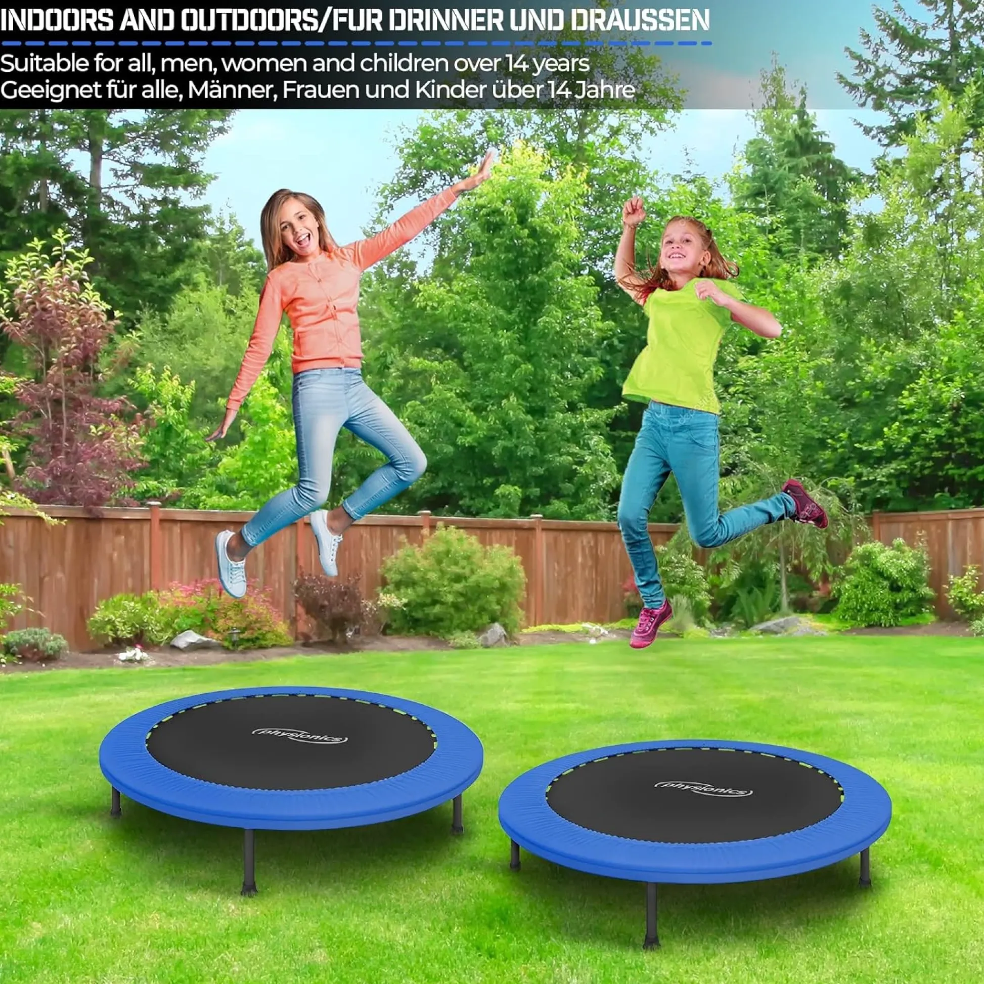 Physionics Fitness Trampolin 81 - 122 cm Schwarz / Blau Hot