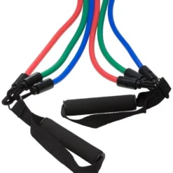 Gorilla Sports Fitness Tube 3er Set inkl, Griffe und Tasche Blau / Rot / Grün Hot