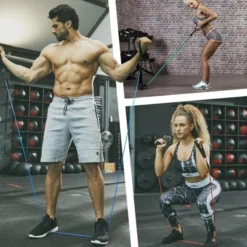 Gorilla Sports Fitness Tube 3er Set inkl, Griffe und Tasche Blau / Rot / Grün Hot