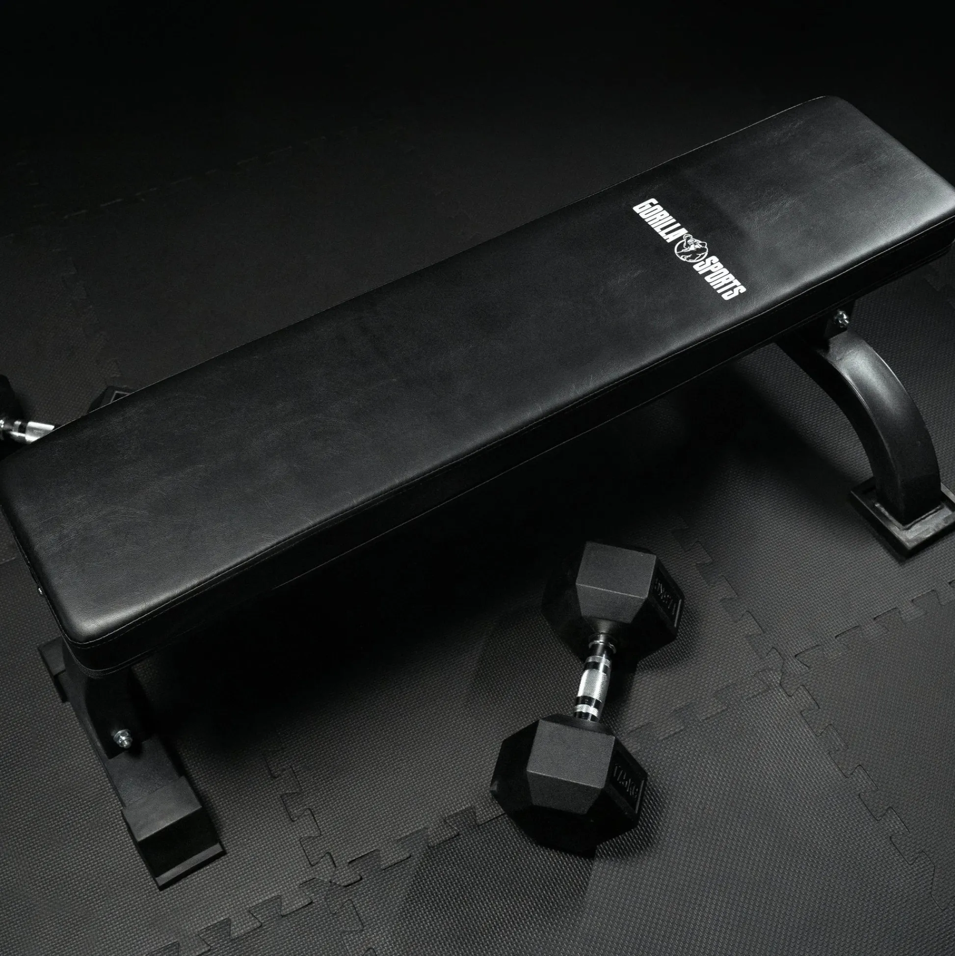 Gorilla Sports Flachbank massiv Schwarz New