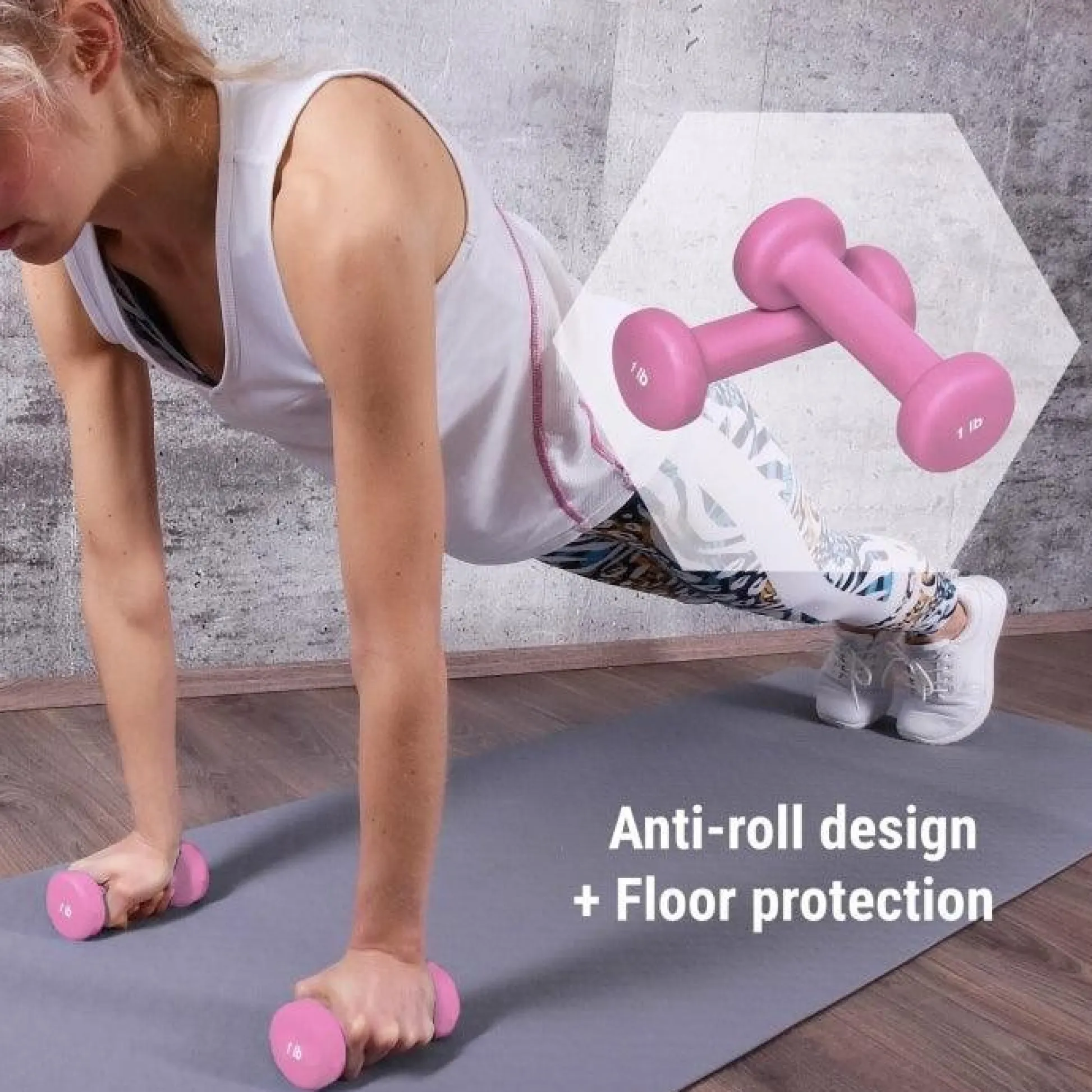 Gorilla Sports Gymnastikhanteln Neopren 2 x 1-10 Pfund (0,5 kg - 4,5 kg) Rosa Hot