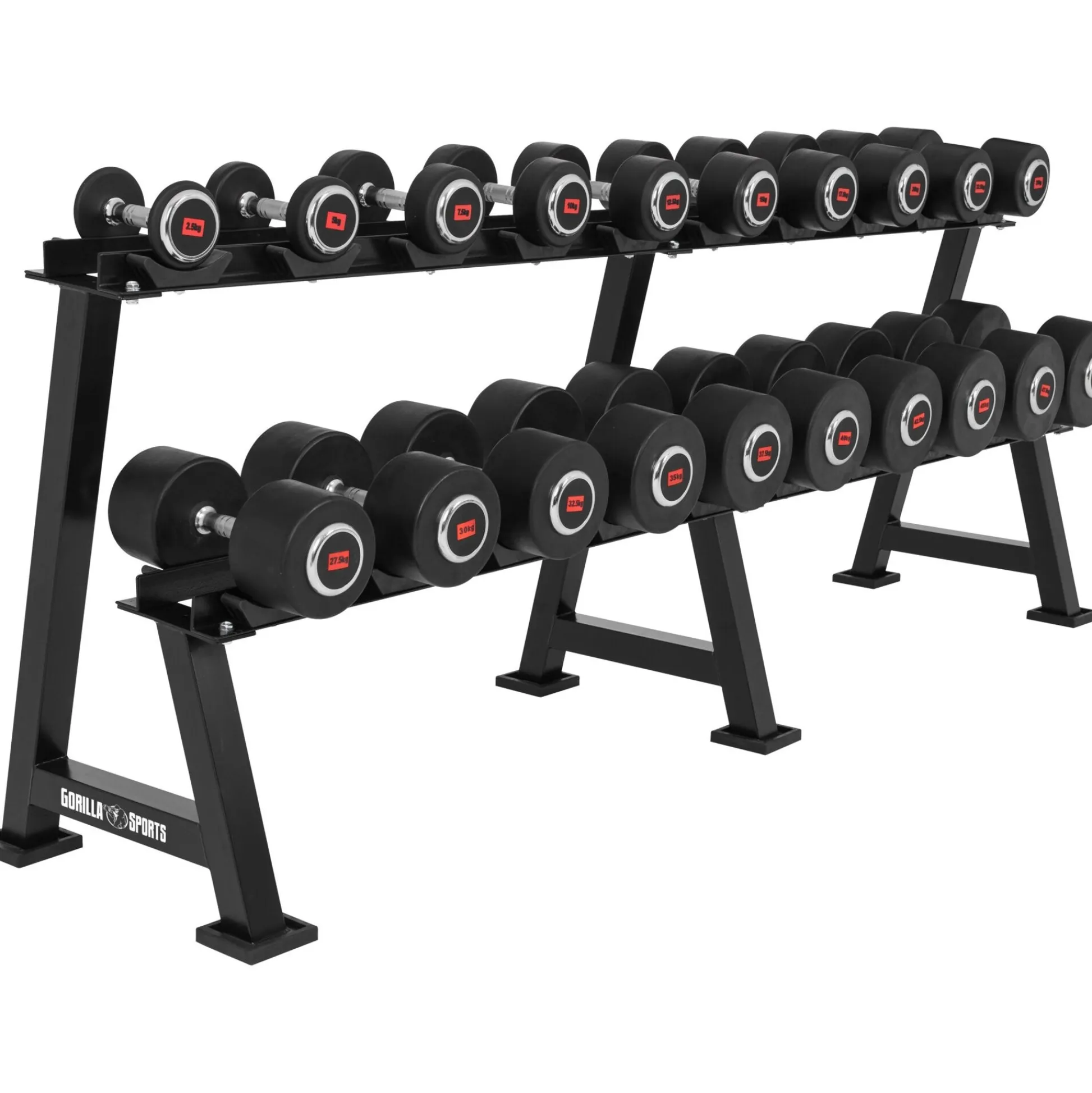 Gorilla Sports Hantelablage mit 2 Ablagen für 10 Kurzhantel Paare Schwarz