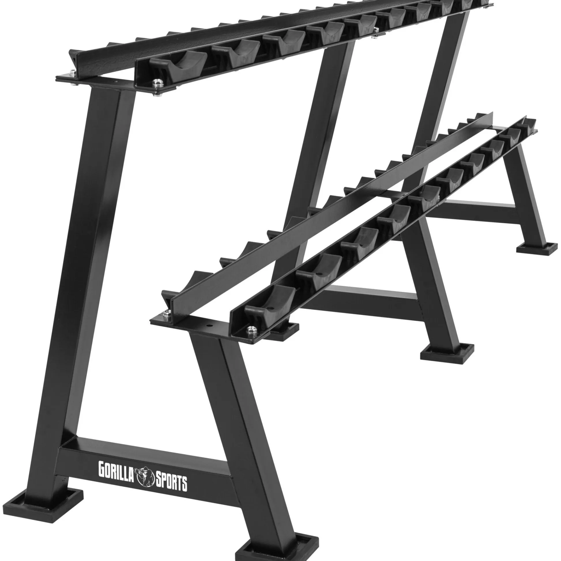 Gorilla Sports Hantelablage mit 2 Ablagen für 10 Kurzhantel Paare Schwarz