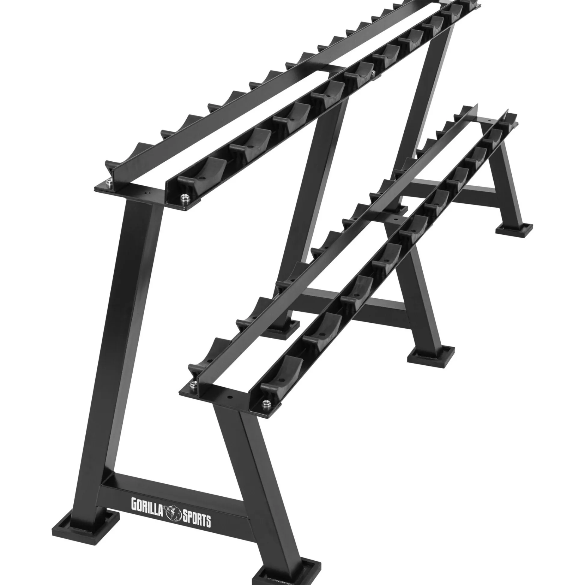 Gorilla Sports Hantelablage mit 2 Ablagen für 10 Kurzhantel Paare Schwarz