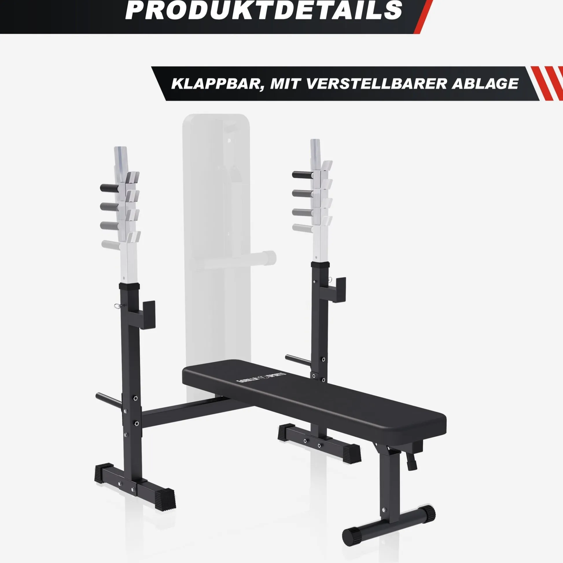 Gorilla Sports Hantelbank mit Ablage breit Schwarz Online