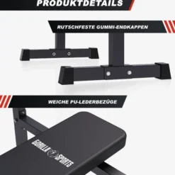 Gorilla Sports Hantelbank mit Ablage breit inkl, Hantelset 40/70/100 kg Schwarz Discount