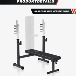 Gorilla Sports Hantelbank mit Ablage breit inkl, Hantelset 40/70/100 kg Schwarz Outlet