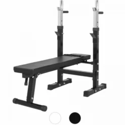 Gorilla Sports Hantelbank mit Ablage inkl, Langhantel Set Gripper 100 kg Weiss Online